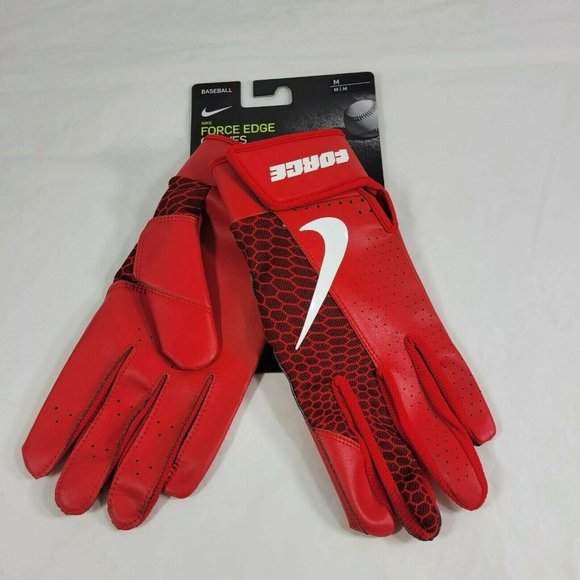 Nike Other - Nike Force Edge Batting Gloves Men Size Medium Red Durable Synthetic Leather New